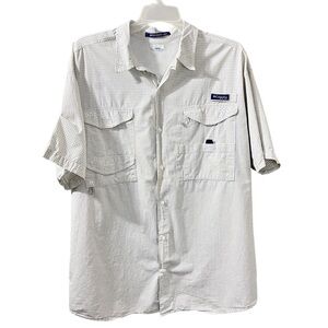 Columbia PFG White/blue/yellow plaid fishing shirt size XXL